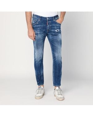 Magliano X D2 Ausgewaschene Blaue Jeans Mit Rissen Und Spritzern