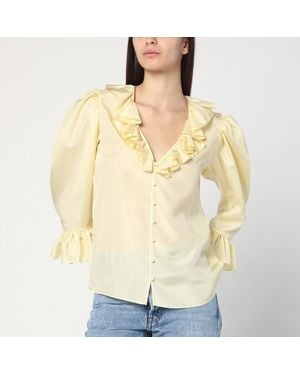 Chloé Blusa con volant chiaro in seta - Giallo