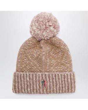Moncler Bonnet Rose À Motif Argyle En Mélange De Laine Et D'Alpaga - Marron