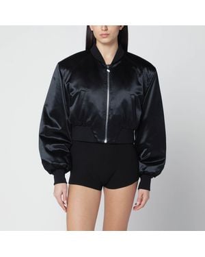 The Attico Shiny Cropped Bomber - Black