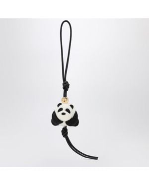Loewe Ciondolo panda in feltro e pelle - Bianco