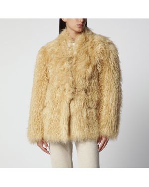 Isabel Marant Pale Long-Haired Faux Fur Coat - Natural
