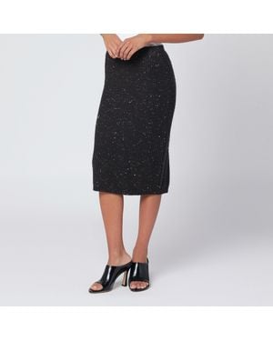 Bottega Veneta Fondant Ribbed English Wool Skirt - Black