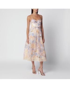 Zimmermann Midikleid Valiant Blau Aus Leinen Und Seide - Pink