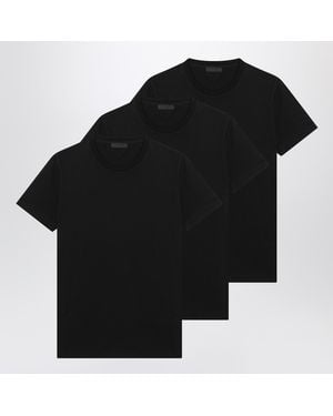 Prada Set Of Three Cotton T-Shirts - Black