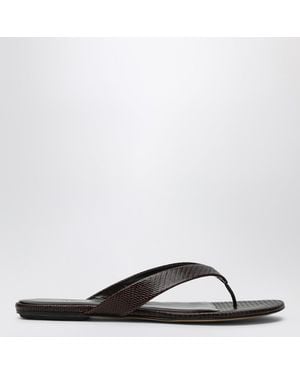 Le Monde Beryl Brown Leather Flip-flops - Black