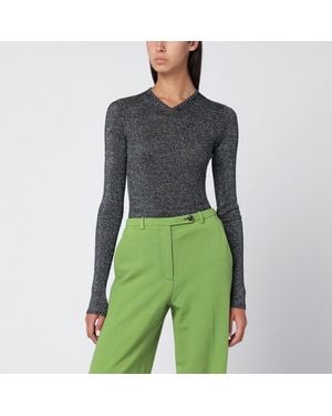 Miu Miu Pull À Manches Longues Gris En Lurex - Vert