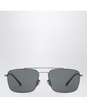 Gucci Ruthenium Metal Navigator Sunglasses - Grey