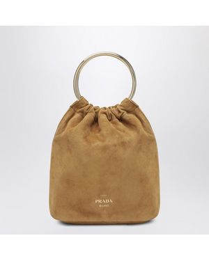 Prada Mini Beuteltasche Aus Zimtfarbenem Wildleder - Braun