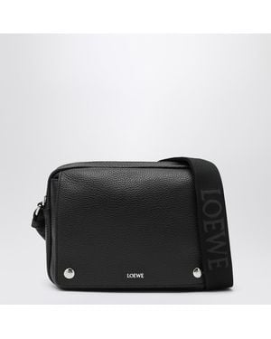 Loewe Medium Pebble Bag In Grained Leather - Black
