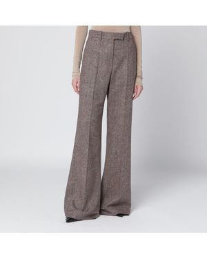 Valentino Ivory/brown Patterned Wool Trousers