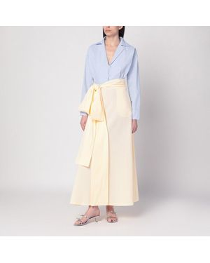 BERNADETTE Clarence-Hemdkleid Blau/Gelb - Weiß