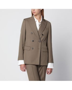 Max Mara Veste Croisée En Laine Couleur Camel - Neutre