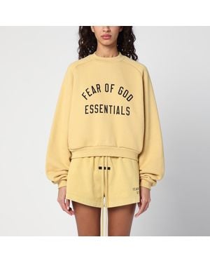 Fear Of God Amber Coloured Cropped Sweatshirt With Logo - Metallic