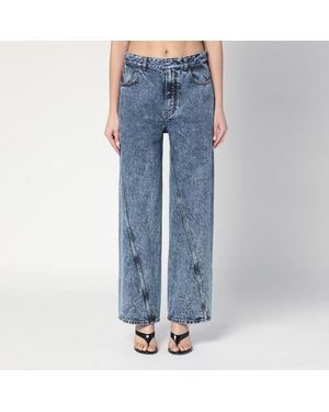 Alaïa Twisted Stonewashed Denim Jeans - Blue