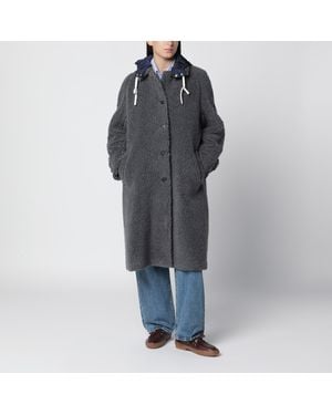 Miu Miu Slate Shearling-Effect Coat - Black