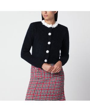 Self-Portrait Alpaca Jumper With Flowers - Black