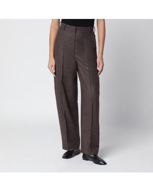 TOTEME Taupe High-Waisted Flannel Pants - Brown