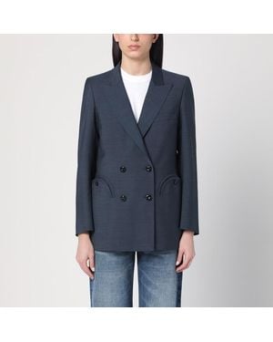 Blazé Milano Giacca doppiopetto navy in misto lana - Blu