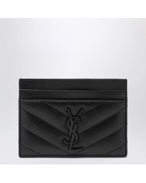 Saint Laurent Cassandre Matelassé Card Holder - Black