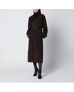 S.w.o.r.d 6.6.44 Double-Breasted Suede Trench Coat - Black