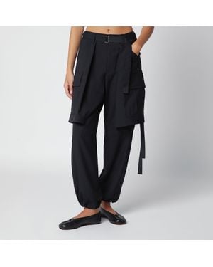 Sacai Wool-Blend Cargo Trousers - Black