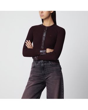 Courreges Cardigan A Coste Con Dettagli - Nero