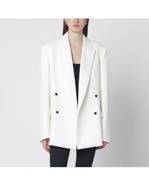 Frankie Shop Double-Breasted Wool-Blend Jacket - White
