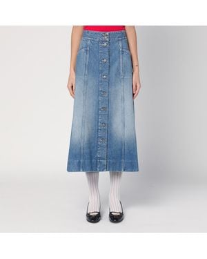 Valentino Washed Denim Midi Skirt in Blue | Lyst