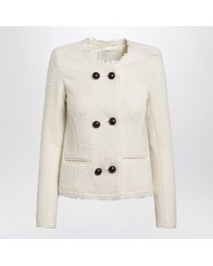 Isabel Marant Suely Boucle Jacket With Fringed Trim - White