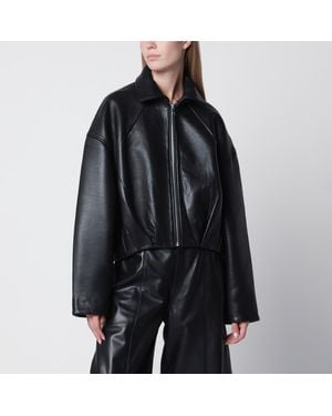ROTATE BIRGER CHRISTENSEN Cropped Leather Jacket - Black