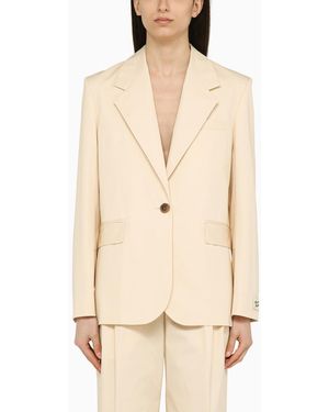 Maison Kitsuné Single-Breasted Cream Cotton Jacket - Natural