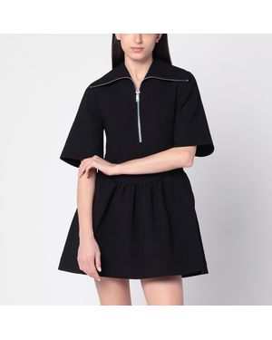 Ganni Mini Dress In Crêpe - Black