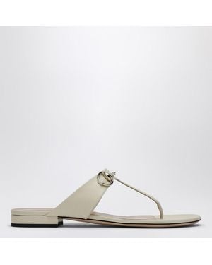 Gucci Flip-Flops Mit Elfenbeinfarbenem Lederbügel - Natur