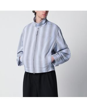 Dries Van Noten Textured Striped Zip Jacket - Blue