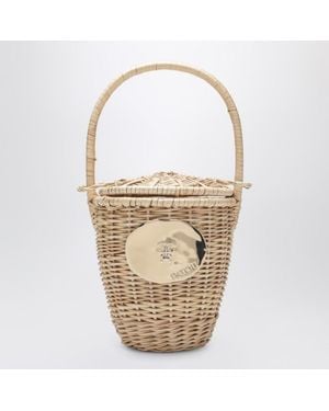 Patou Beiger Beuteltasche Aus Weidengeflecht - Mettallic