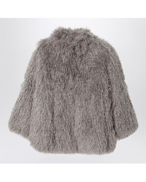 Douuod Taupe Faux Fur-Effect Coat - Grey