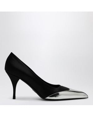 Prada Décolleté in raso e pelle metallizzata - Nero