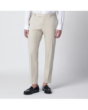 PT Torino Slim Fit Cotton Blend Trousers - Natural