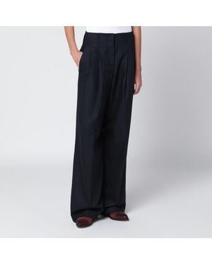 Golden Goose Navy Pinstripe Pants - Black