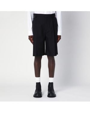 Gucci Bermuda Noir En Laine Mélangée Avec Détail Web
