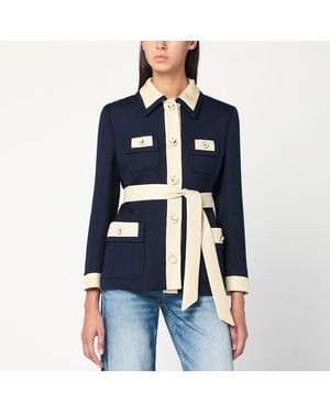 Valentino Ivory Jacket With Belt - Blue