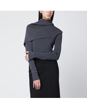 Entire studios Grauer Rollkragenpullover Mit Cape-Detail - Blau
