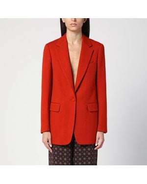 Dries Van Noten Red Single-breasted Jacket In Wool