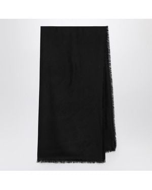 Gucci Scialle in lana e seta gg jacquard - Nero