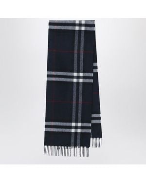 Burberry Sciarpa in cashmere con motivo check scuro - Blu
