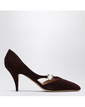 Ferragamo Pumps With Gancini Detail Dark Barolo - Brown