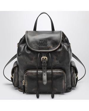 Miu Miu Coffee Lambskin Backpack - Black