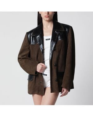 Miu Miu Suede Leather Jacket - Black