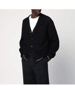 Gucci Schwarze Baumwollstrickjacke Mit Web-Band